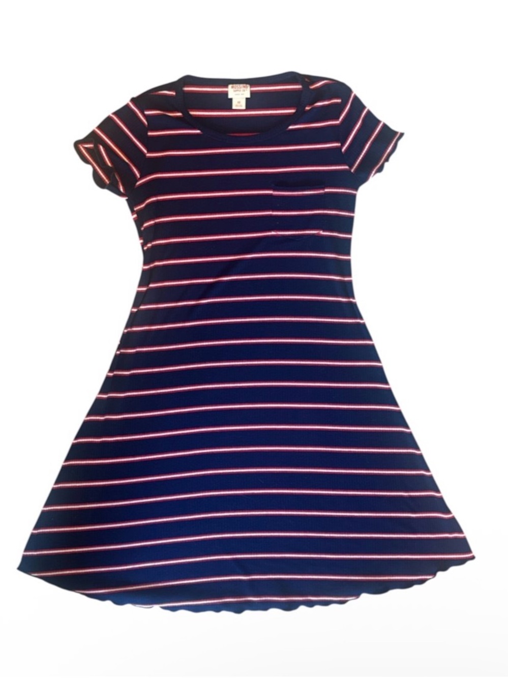 Mossimo Supply Co. Navy with Pink Stripe Fit-and-Flare Midi Dress